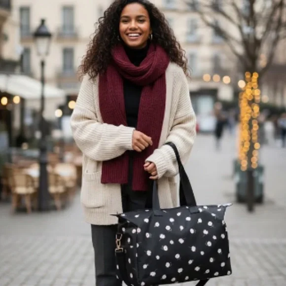 Alice + Olivia Black Daisy Print Travel Weekender Duffle Bag 🌼 - Picture 12 of 14